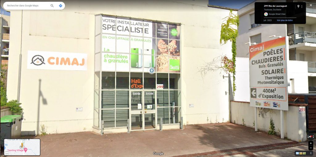 showroom et magasin Cimaj poêles, chaudières au bois et granulés, solaire thermique et photovoltaïque à Toulouse route de Launaguet